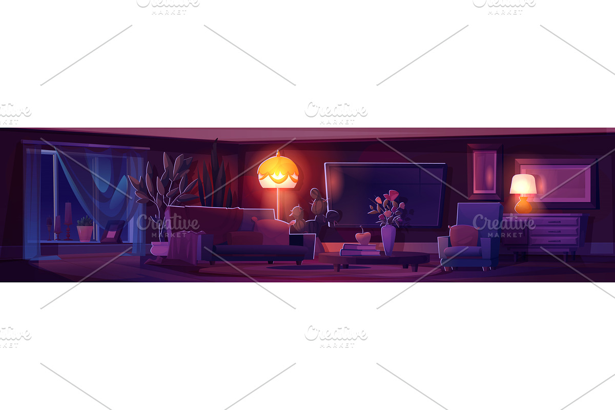 Empty lounge living room interior at, an Object Illustration by art PVP - market