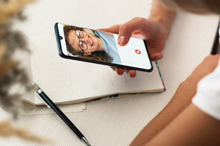 Woman in video conference