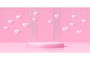 Valentine day pink round podium, a Decorative Illustration by Buch&Bee