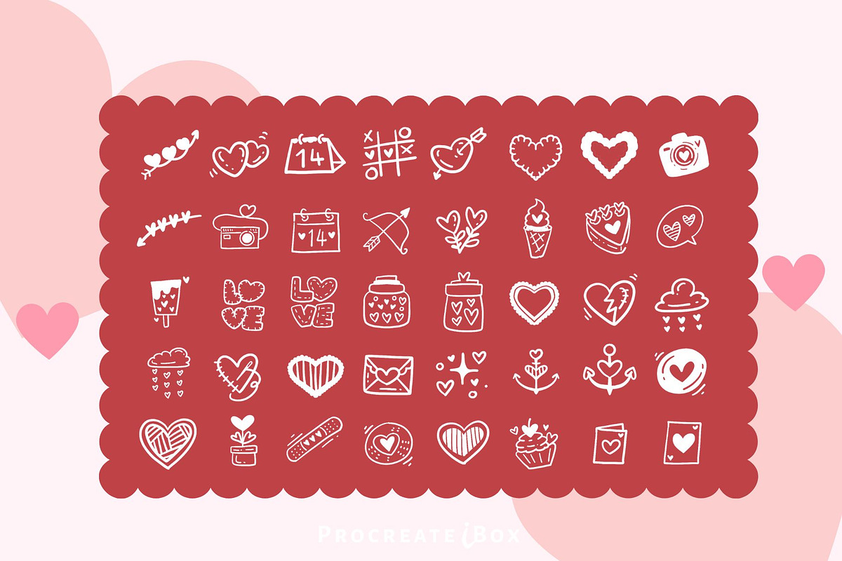 250 Procreate Valentines Stamps, a Brush Add-On by ProcreateiBox (Photo 9 of 9)