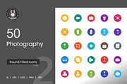 50 Photography Flat Round Icons, an Icon by IconBunny (Thumbnail 1 of 2)