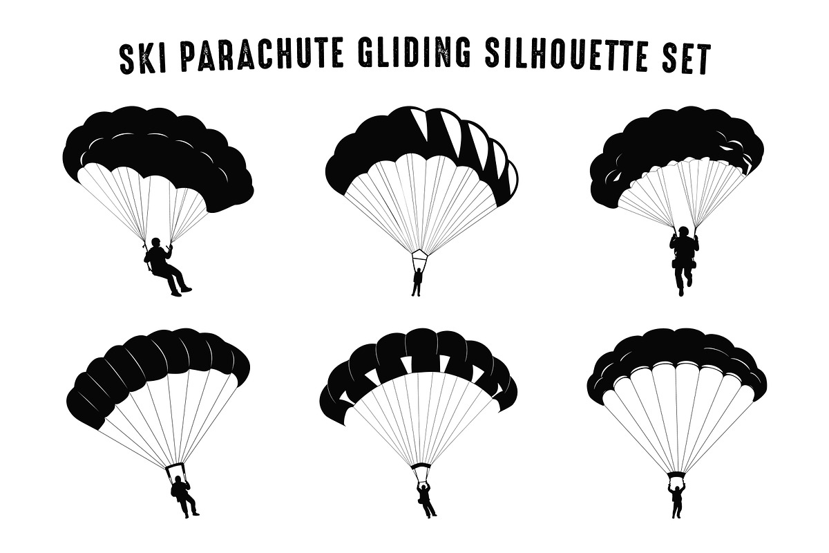 Ski Parachute Gliding Silhouette Set, a Person Illustration by Gfx Expert Team (Photo 3 of 3)