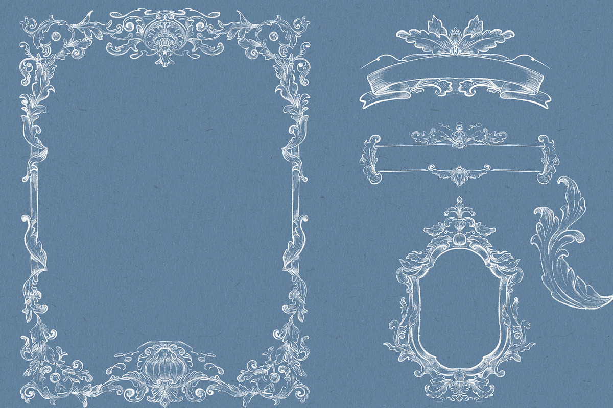 Vintage White Damask Baroque Set, a Decorative Illustration by AlenaVlasko stock Market (Photo 6 of 9)