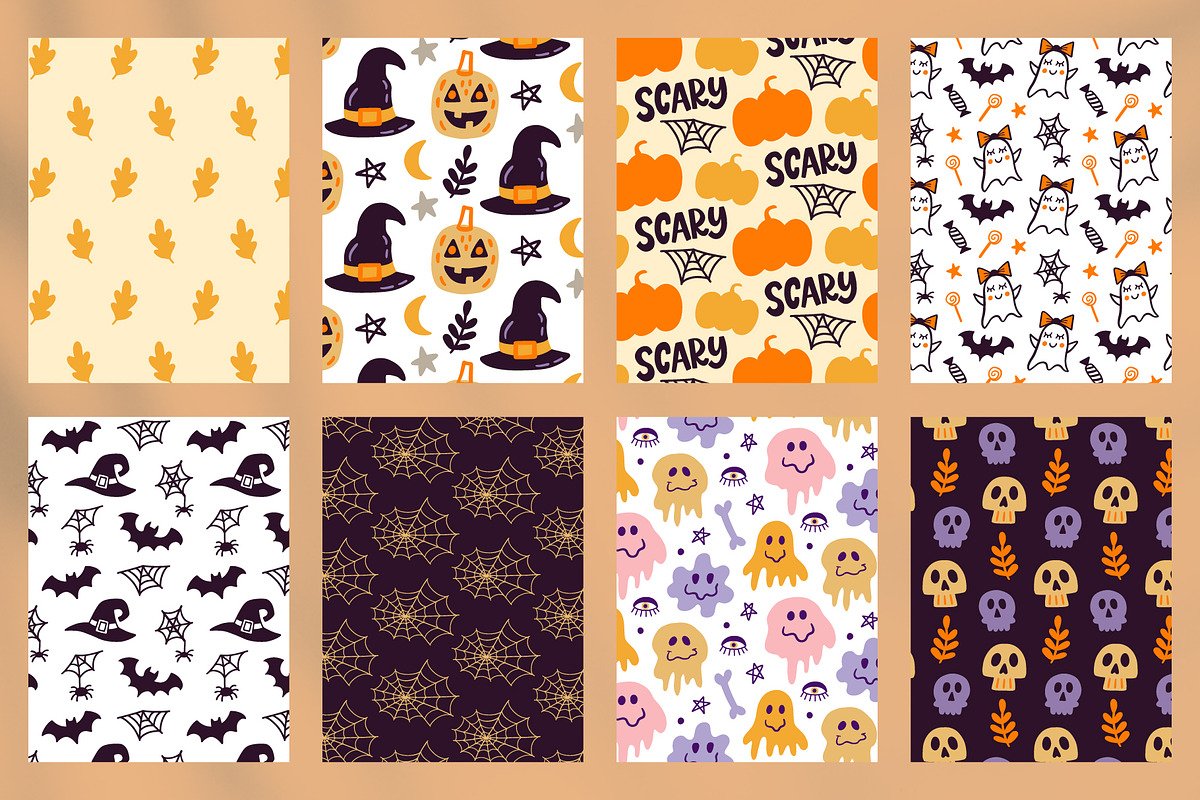 Halloween Funny Patterns Pack, a Pattern Graphic by Katrinelly (Photo 9 of 13)