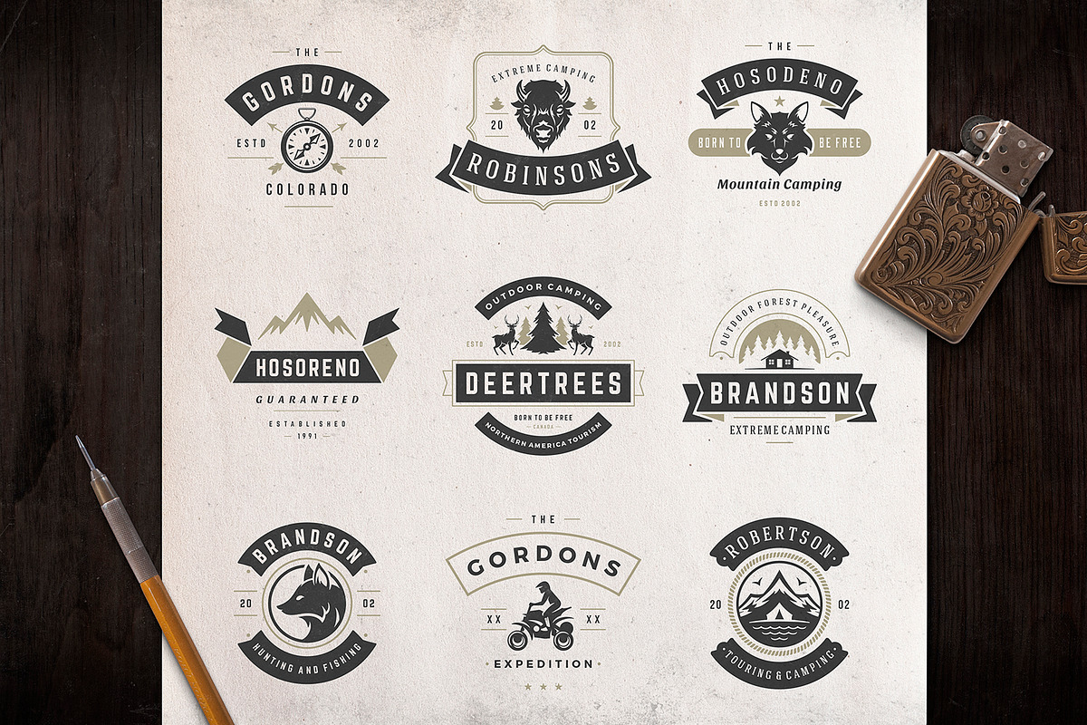 280 Outdoor logos and badges, a Branding & Logo Template by Vasya Kobelev (Photo 56 of 83)