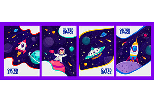 Cartoon Galaxy Space Banners