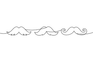 Set of moustache line drawings, an Object Illustration by GraphiShop