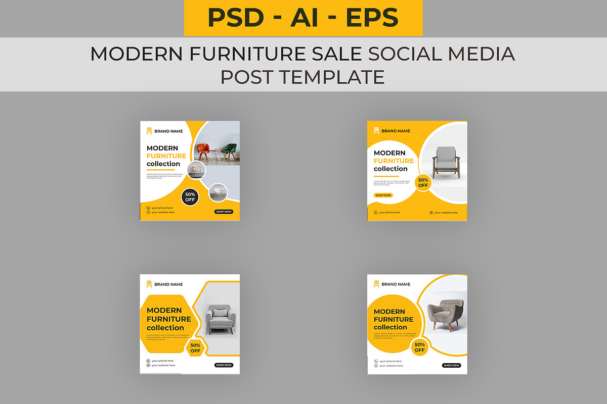 Modern Furniture Sale Social Media, a Social Media Template by Lakhan1998 (Photo 1 of 3)