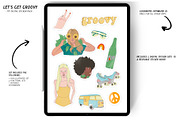 Groovy Digital Sticker Pack PNGs, a Stationery Template by Bella+Sophia Creative (Thumbnail 1 of 5)
