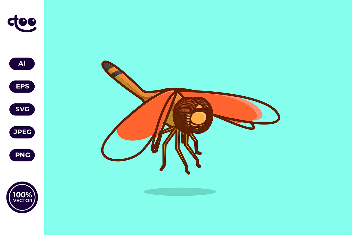 Simple Dragonfly with Big Eyes, an Animal Illustration by Satisfactoons
