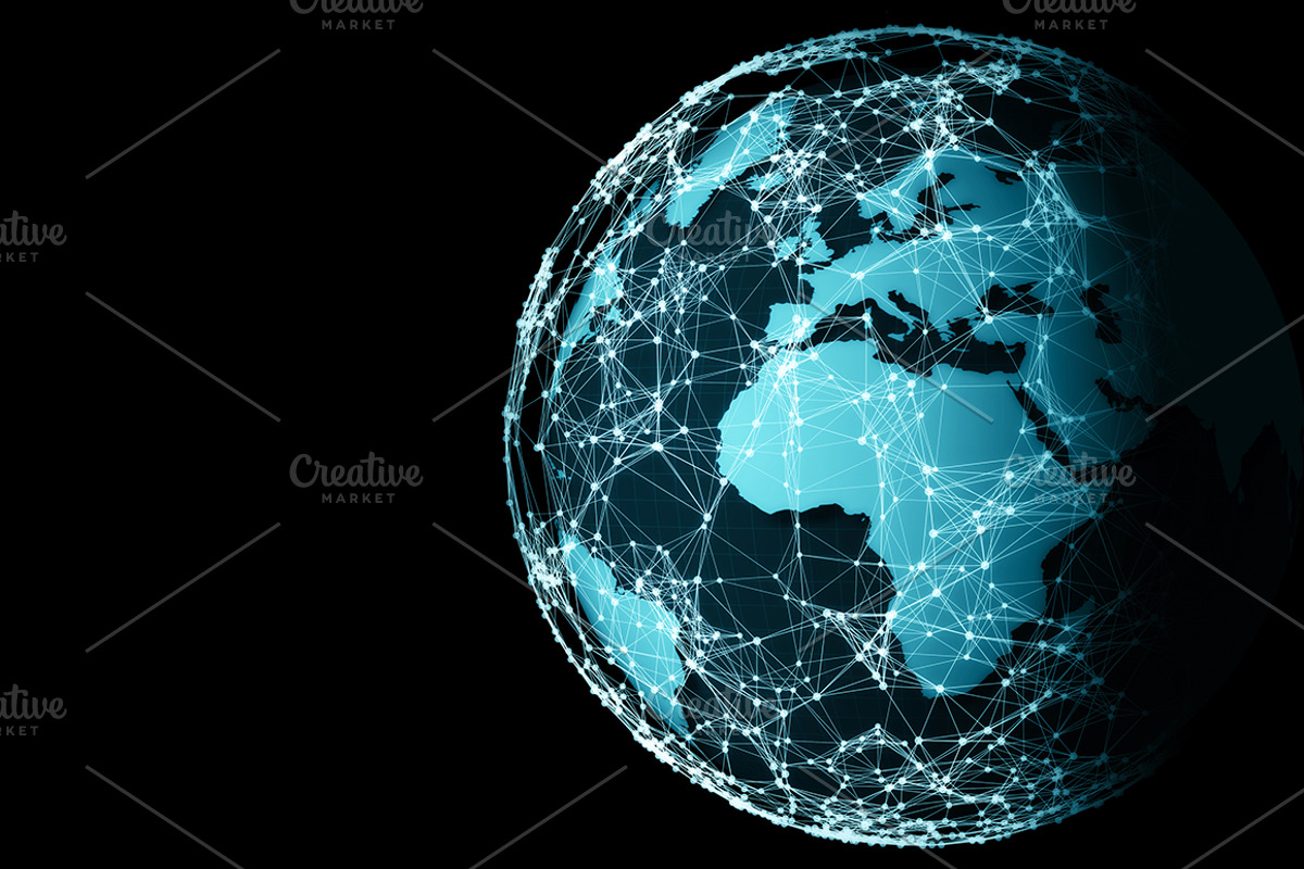 Networked World Blue, a Technology Illustration by Neo Ink Design