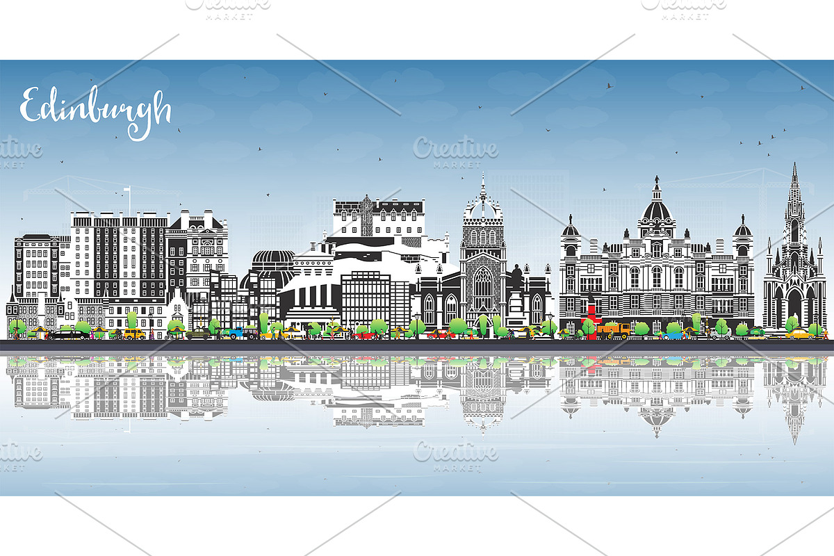 Edinburgh Scotland city skyline., an Illustration by Booblgum