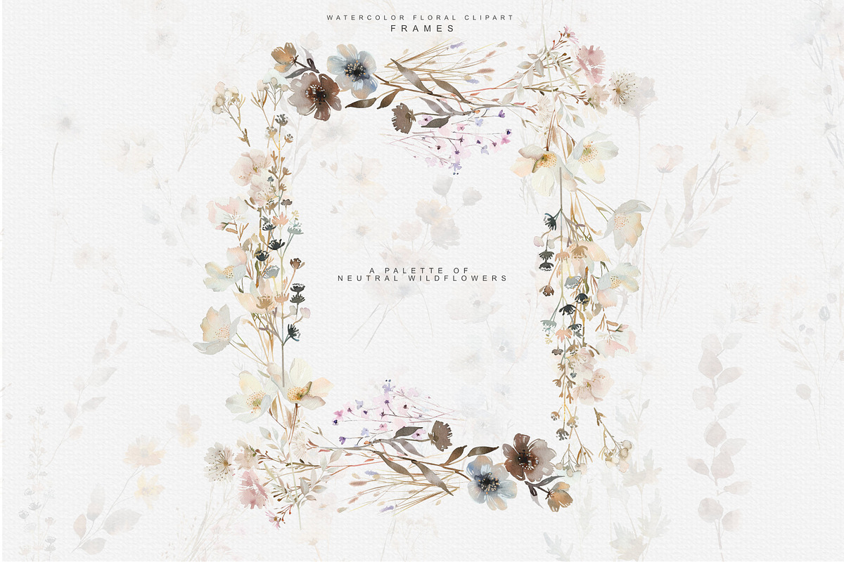 watercolor beige wildflower clipart, a Decorative Illustration by Patishop Art (Photo 5 of 10)
