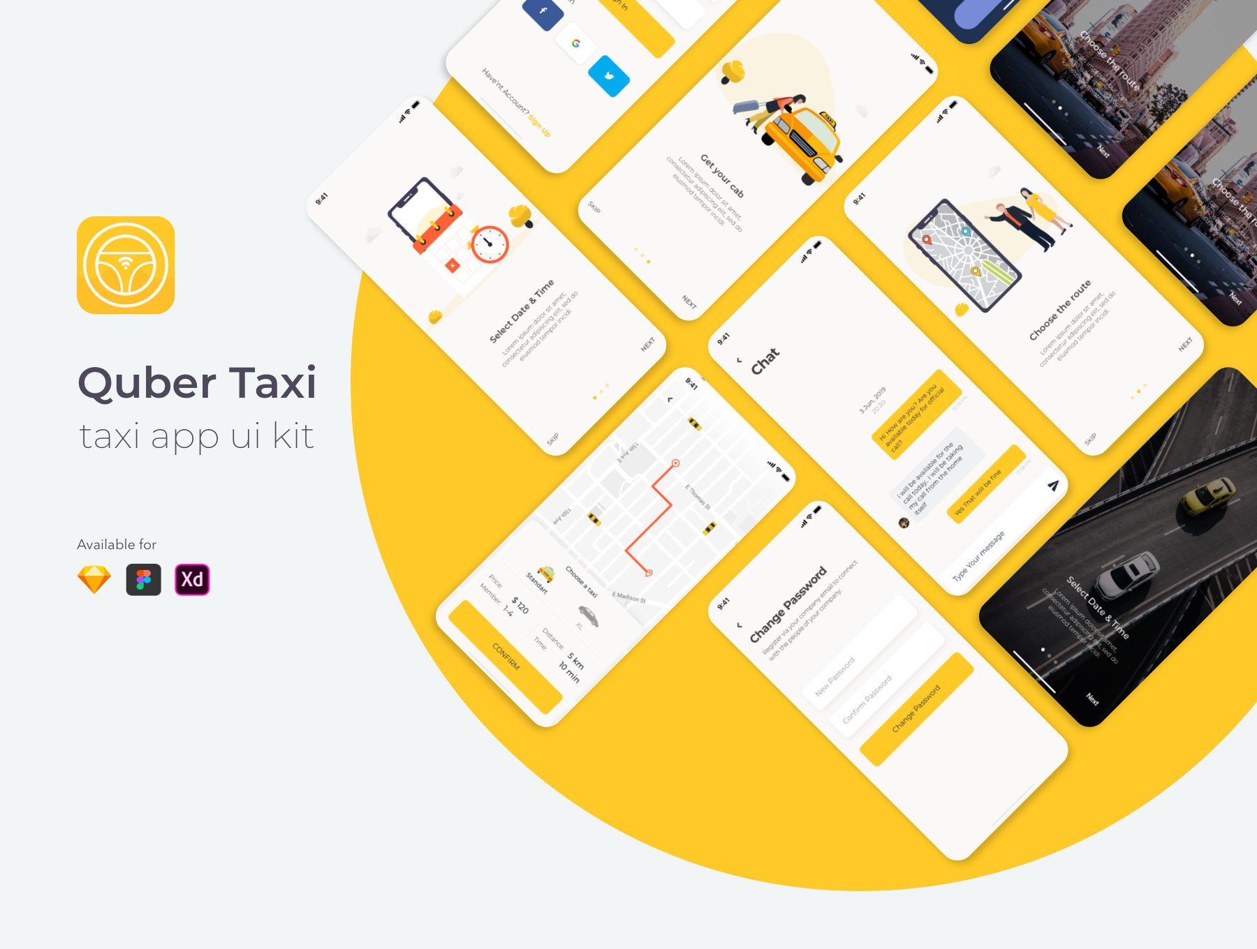 QUBER Taxi App UI UX Kit, an UI Kit Template by Onur Kuru