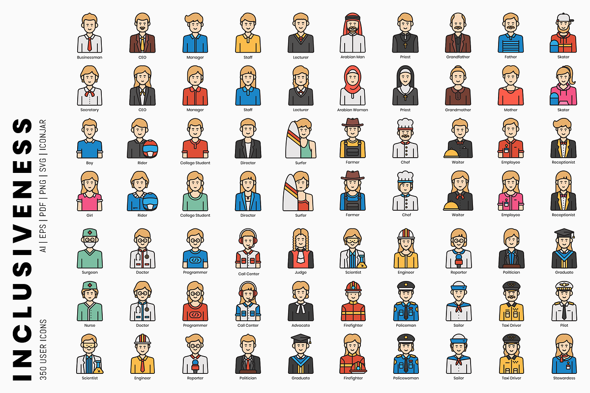 Inclusiveness - 350 User Icons, an Icon by Flat Icons (Photo 5 of 5)