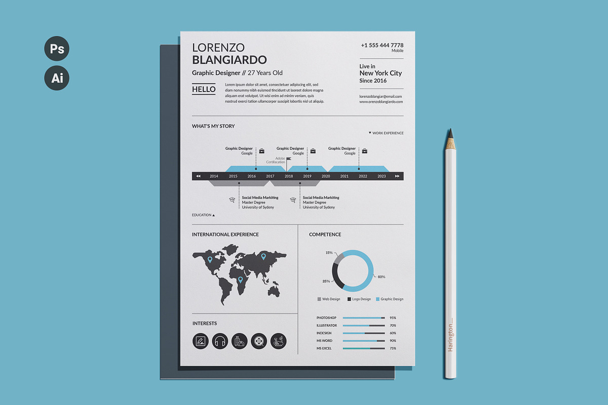 Infographic Resume/CV, a Resume Template by ResumeDevisers
