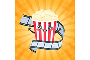 Popcorn Wrapped in a Filmstrip, a Food Illustration by PsychocheArt (Thumbnail 1 of 3)