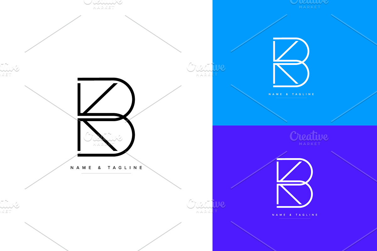 Initial letters BK or KB logo design, a Branding & Logo Template by Aleesher (Photo 1 of 2)
