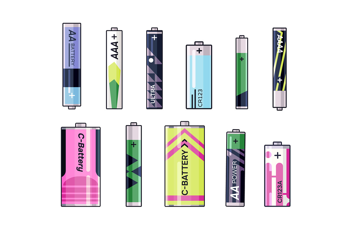 Batteries and accumulators set, a Technology Illustration by PaperTrident (Photo 2 of 6)