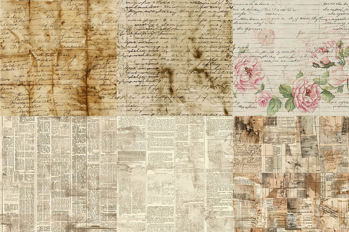 A4 Antique Text Digital Paper, a Texture Illustration by DreamPrint404 (Photo 4 of 5)