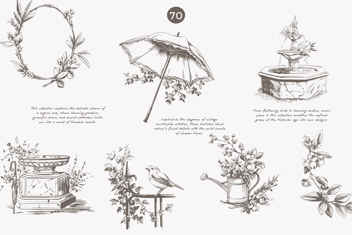 vintage clipart victorian sketch set, a Decorative Illustration by Patishop Art (Photo 7 of 10)