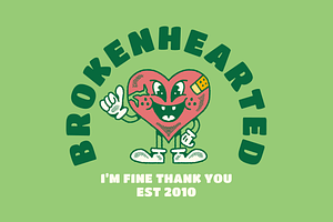 Retro Brokenhearted Love Mascot