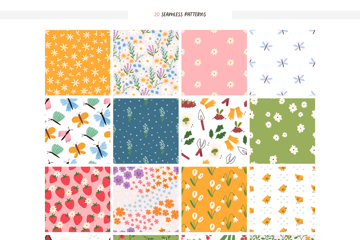 Spring clipart & patterns + Canva, a Seasonal Illustration by Valerie (Photo 4 of 12)
