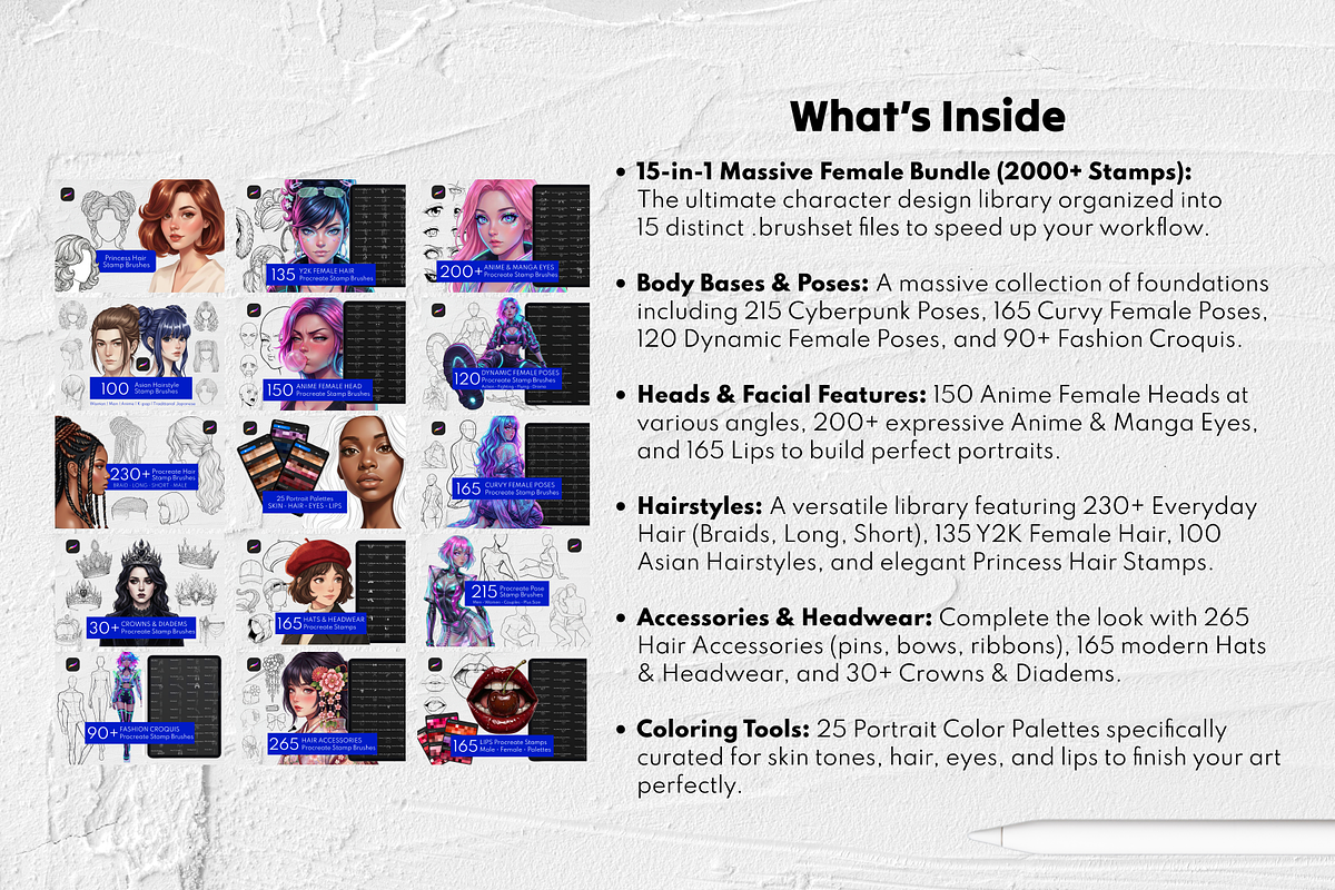 Big Female Procreate Bundle, a Brush Add-On by Selentaori Studio (Photo 2 of 20)