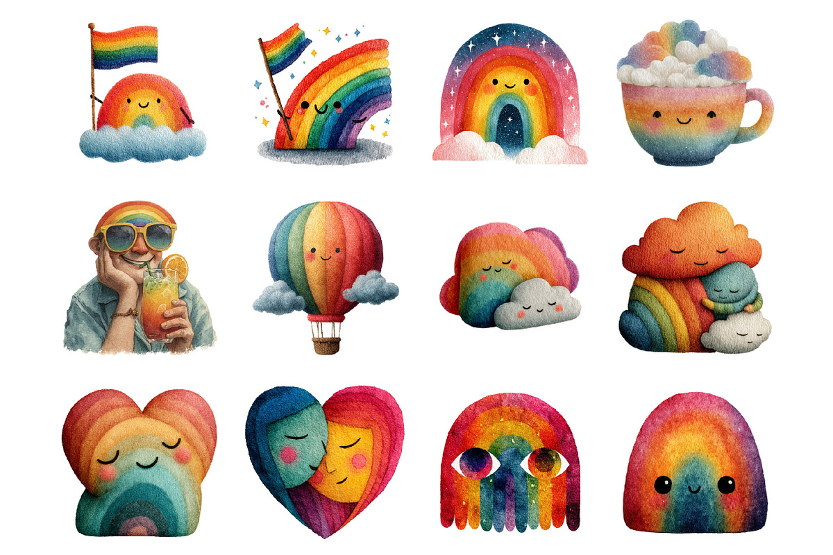 Cute Smiling Rainbow Watercolor, a Graphic by CitraGraphics (Photo 2 of 4)