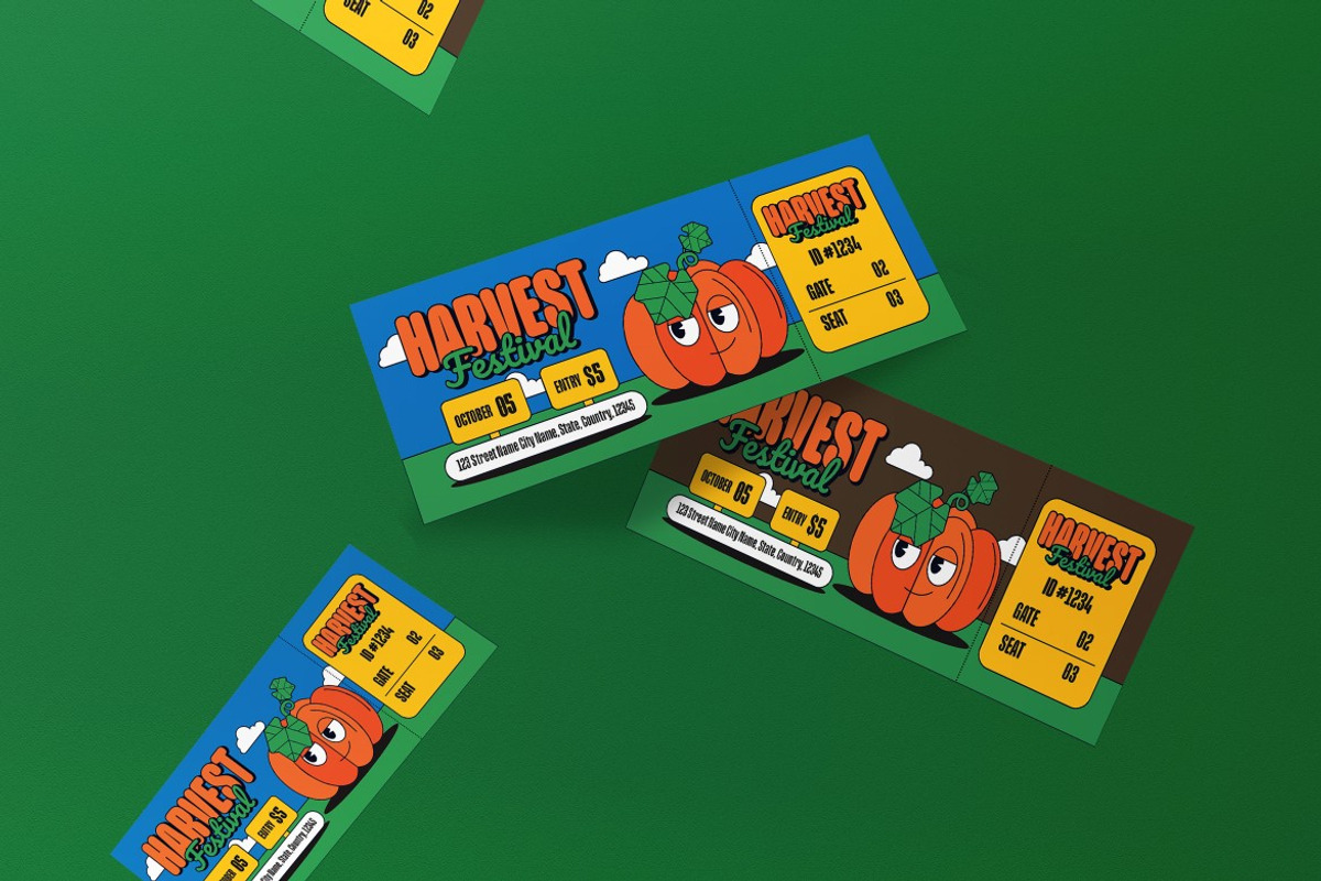 Harvest Festival Ticket, a Card Template by graphicook (Photo 3 of 3)