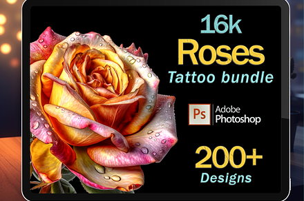 16k Rose tattoo bundle, a Nature Photo by ProcreateInk