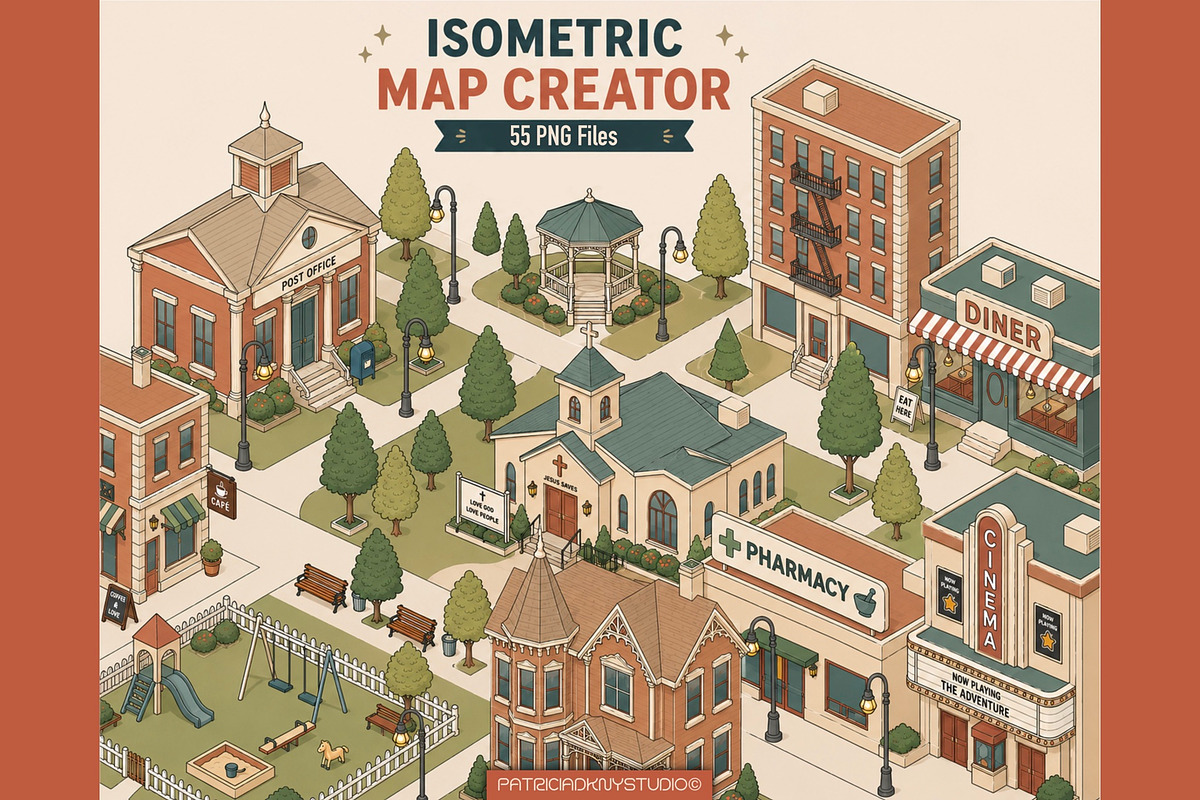 Isometric city creator illustration, an Object Illustration by PDknyStudio (Photo 2 of 9)