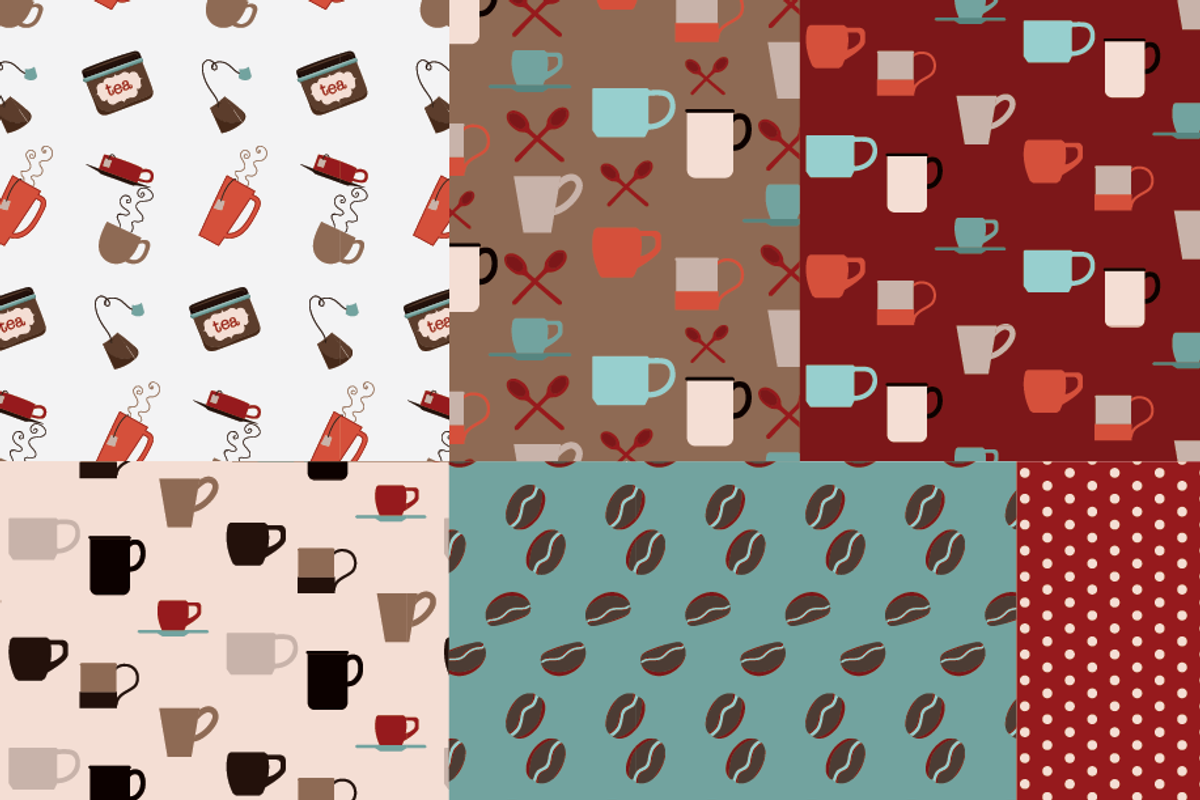 Coffee and Tea Vector Patterns, a Pattern Graphic by Digibonbons (Photo 2 of 2)