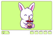 Cute Rabbit Drink Boba Milk Tea, an Animal Illustration by Artstorystudio (Thumbnail 1 of 3)