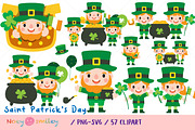 Happy Saint Patrick's Day Clipart, a Person Illustration by Noey smiley (Thumbnail 1 of 10)