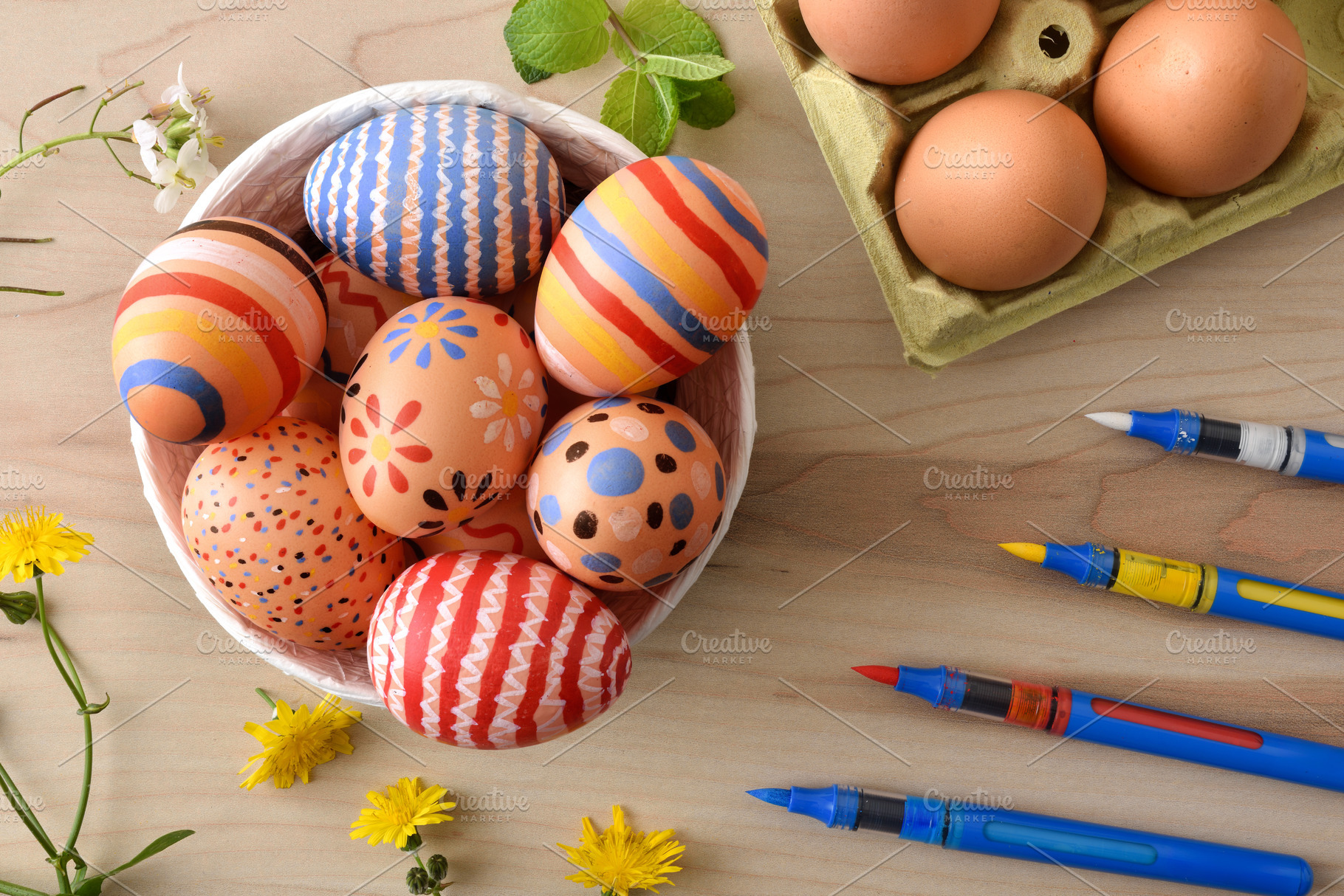 Colorful Hand Painted Easter Eggs in Bowl, a Holiday Photo by Davizro's Market