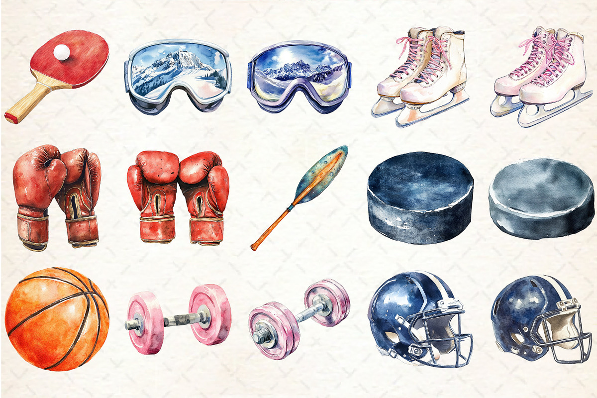 Watercolor Sport Clipart, an Illustration by Rose Art (Photo 2 of 7)