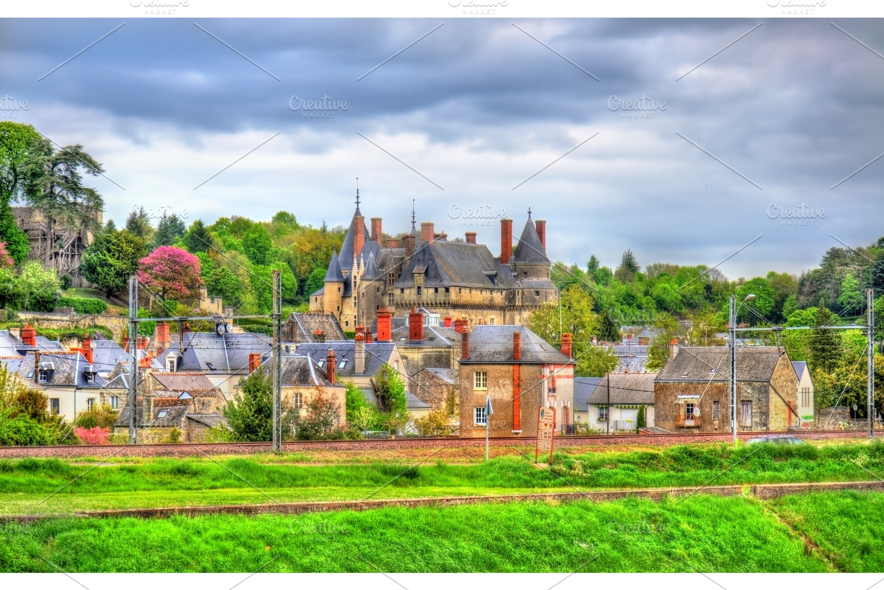 View of the Langeais with the castle - the Loire Valley, France, an Architecture Photo by Leonid Andronov