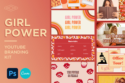 Girl Power Youtube Branding Kit