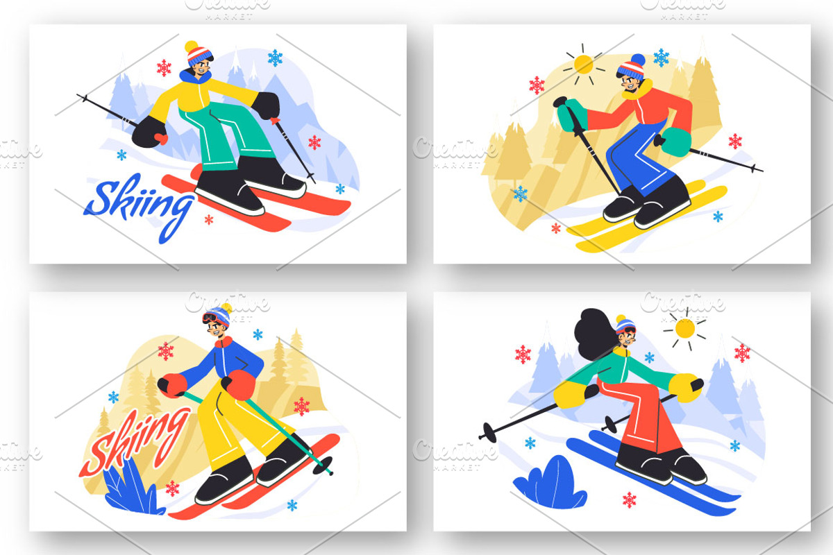 10 Skiing Winter Sport Activities, a Sport Illustration by denayunebgt (Photo 3 of 4)