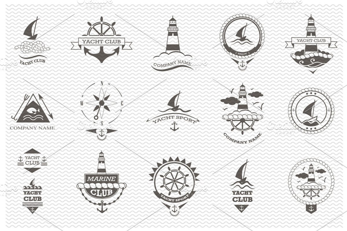 Set of yacht sport logos and emblems, a Branding & Logo Template by MariShop (Photo 3 of 3)