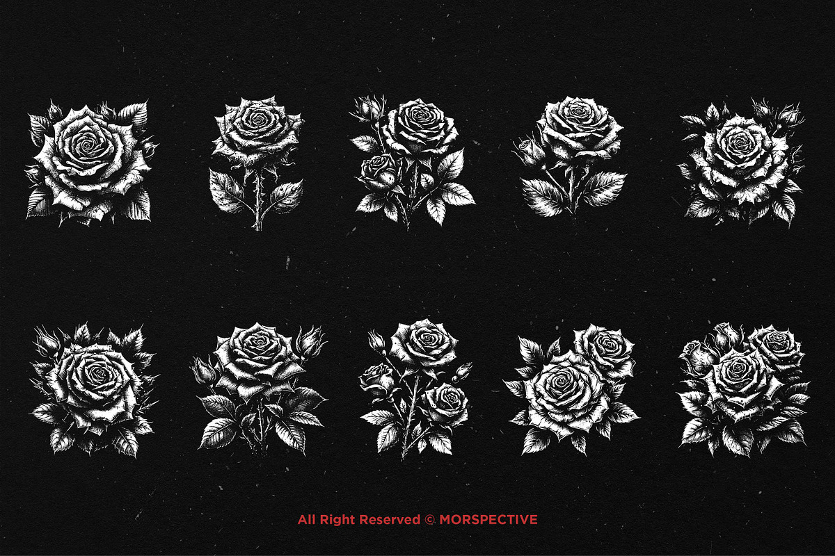 10 Bundle Dark Art Rose Flower, an Illustration by Morspective (Photo 6 of 7)