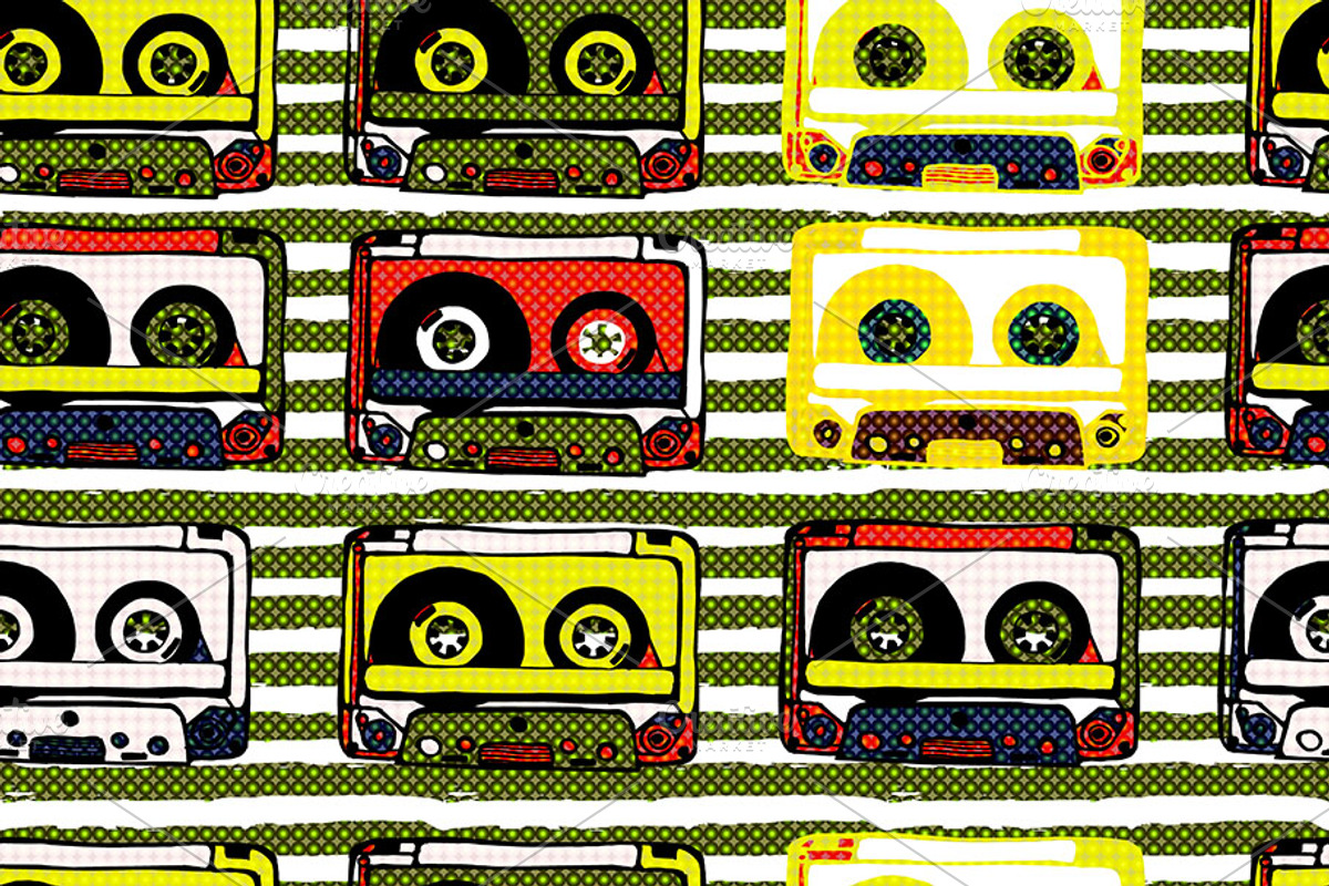 2 Cassettes seamless patterns, a Graphic by Aromeo (Photo 2 of 2)