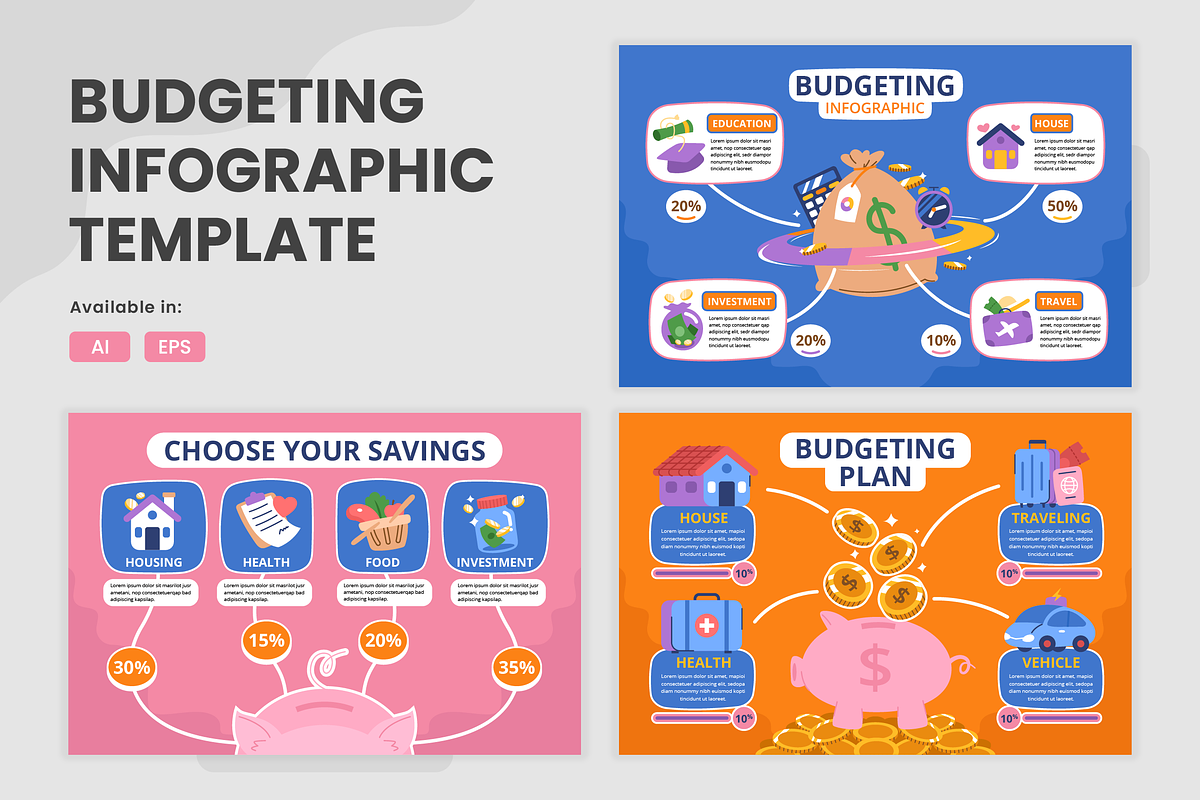 Budgeting Infographic Template, a Templates & Theme by Bartama Graphic (Photo 1 of 4)