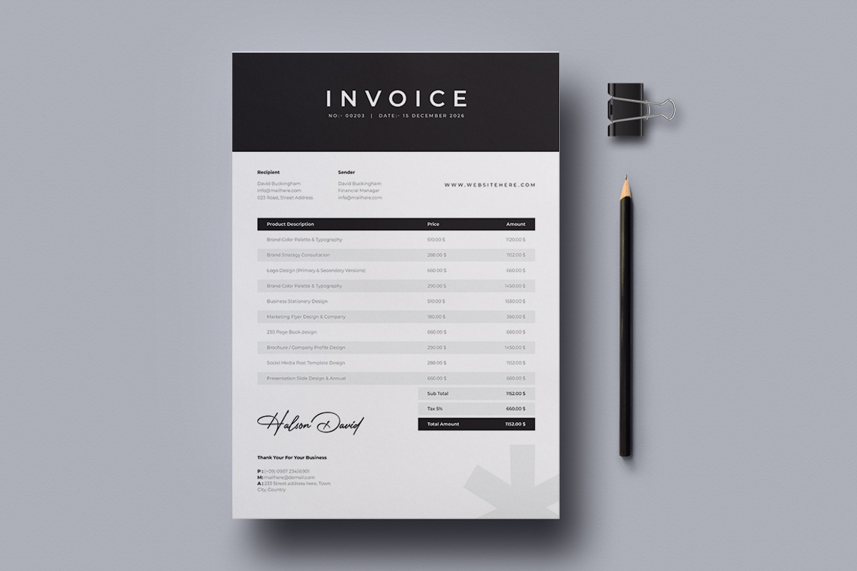 Minimal Invoice Template | Word, a Stationery Template by HiveArts (Photo 2 of 2)