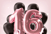 Sweet 16 Rose Gold and Black flyer, a Poster Template by Love Giftery (Thumbnail 2 of 2)