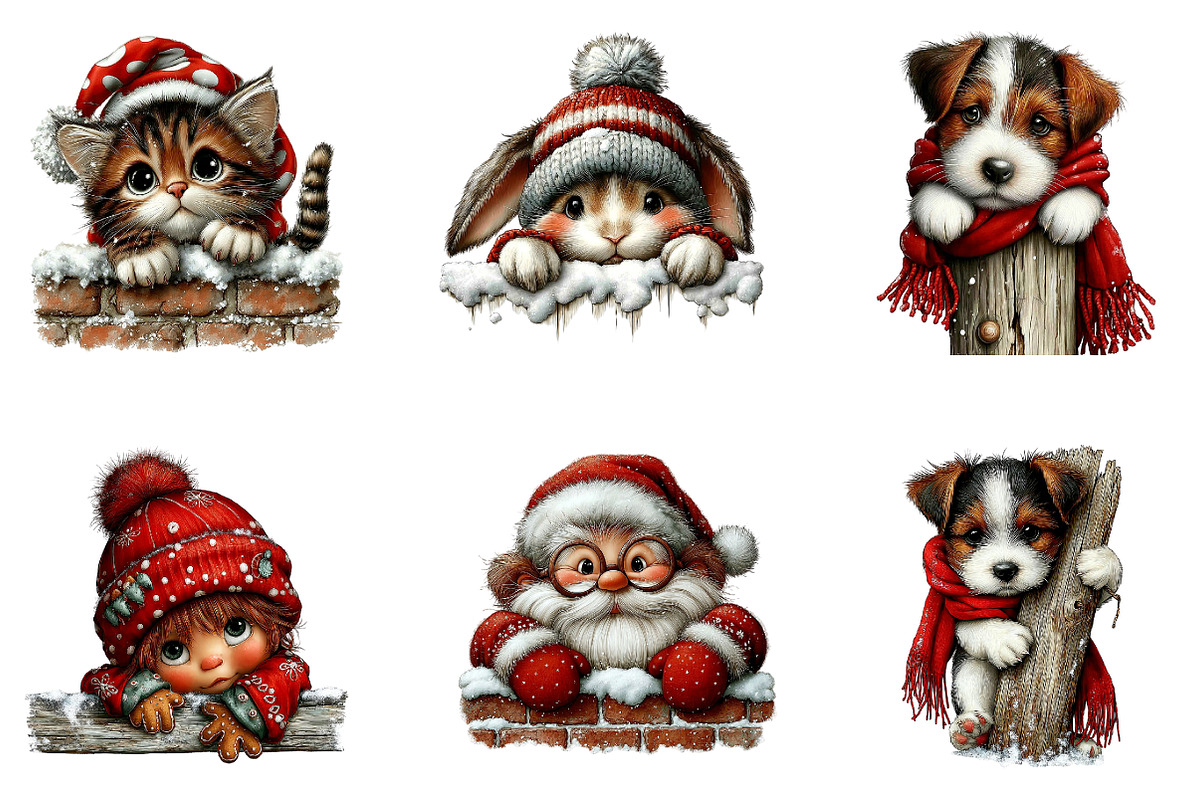 Christmas Peeking Clipart Bundle, a Seasonal Illustration by CreationArt (Photo 3 of 6)