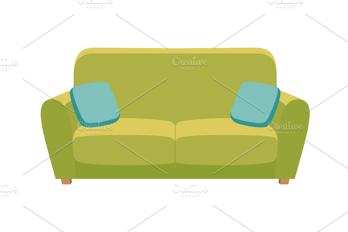 Green sofa cushions, Teal, an Object Illustration by Things for designers
