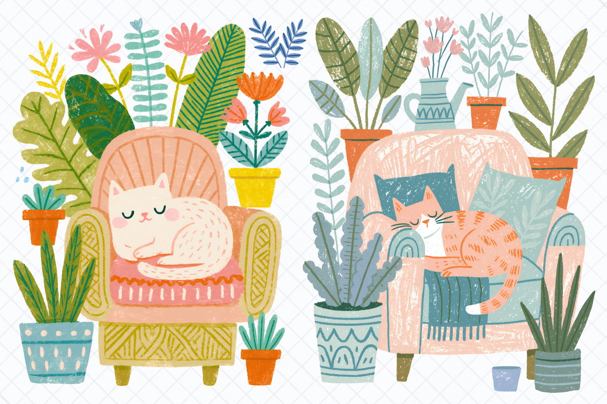 Cozy Sleeping Cats Clipart Bundle, an Animal Illustration by Whimsy Brush Studio (Photo 6 of 10)