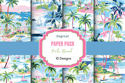 Preppy Palm Beach Digital Paper, a Pattern Graphic by Paper & Pattern Studio